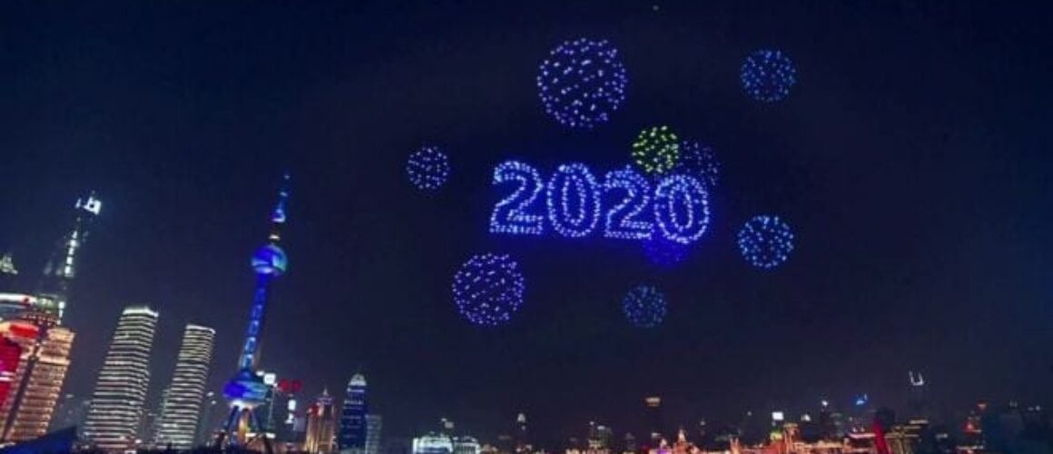 Shanghai new year 2020 drone display